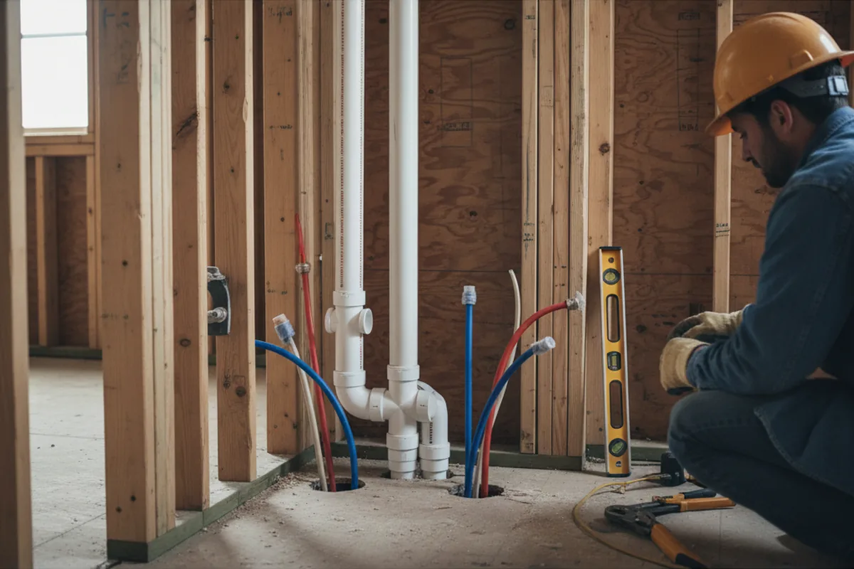 Drain and supply rough-in during Garbage Disposal Repair in Rural Hall